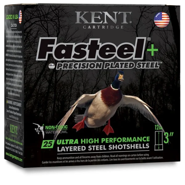 Kent Cartridge America Kent Fasteel + Precision Plated Steel Waterfowl Shotshells 12ga 3" 1-1/4oz 1450 fps #2 & #4 25/ct