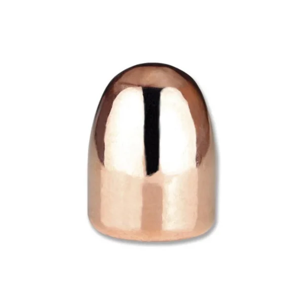 Berry's Superior Plated Pistol Bullets, rounded copper-colored bullet shown upright