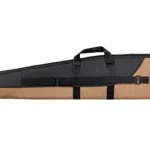 BULLDOG SUPERIOR RIFLE BLK/TAN 44, side view of black and tan soft case with handles and straps