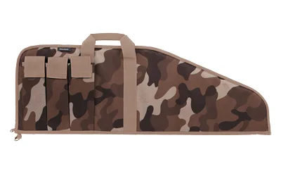 primary-10014 Bulldog Tact RFL Throwback Camo, brown camouflage rifle case with handles and exterior pockets