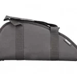 Bulldog PSTL Rug BLK Large, dark gray side view with carrying strap, zipper and metal ring