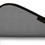 Bulldog PSTL Rug Large Gray Without Handle, gray side view with black trim and zipper pull