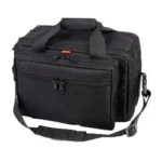 BULLDOG XLRG RANGE BAG W/PSTL RUG black rectangular bag with zippered pockets, handles and shoulder strap