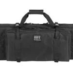 BULLDOG TACT SINGLE RIFLE 38 BLK, black case front view with carry handles and exterior pockets