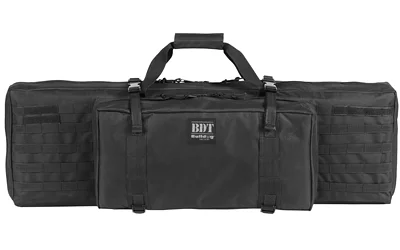 primary-10026 BULLDOG TACT SINGLE RIFLE 38 BLK, black case front view with carry handles and exterior pockets
