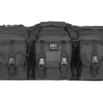 BULLDOG DLX TACT SNGL RIFLE 36 BLK, black case front view with handles, buckles and exterior pockets