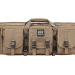 BULLDOG DLX TACT SNGL RIFLE, tan front view with carry handle, pockets and webbing