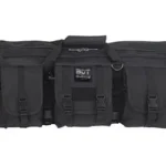 BULLDOG DLX DBL TACT RIFLE, black front view with carry handle, pockets and webbing