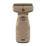 Mission First Tactical MFT REACT FOLDING GRP SDE, tan, front view with textured grip and hinge button