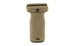 Mission First Tactical MFT REACT SHORT VERT GRP SDE, tan front view with textured surface
