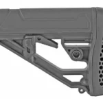 ADAPTIVE EX AR RFL STK black adjustable stock, side view with open frame and vented buttpad