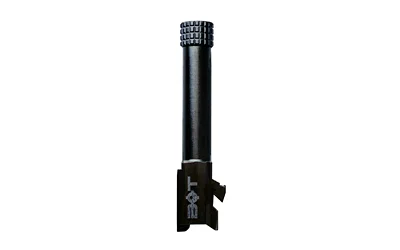 primary-10188 BACKUP BBL FOR GLK 26 THRDD black barrel, upright view with threaded muzzle