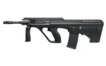 STEYR AUG A3 M2 black side view with top rail, vertical foregrip and magazine