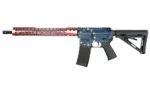 Black Rain Ordnance BRO SPEC+, left side view with red and blue flag finish and black furniture
