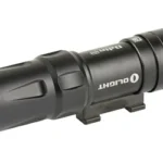 OLIGHT ODIN MINI 1250LUM BLACK, compact black weapon light in angled side view with mount