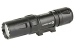 OLIGHT ODIN MINI 1250LUM BLACK, compact black weapon light in angled side view with mount