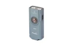FENIX E06R gray, angled front view with top light panel, round button and side port