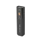 FENIX E06RPRO black, angled front view with rectangular body, round button and side port