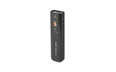 primary-10314 FENIX E06RPRO black, angled front view with rectangular body, round button and side port