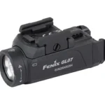 FENIX GL07 black pistol light, angled left-side view with round lens and mounting rail
