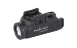 FENIX GL07 black pistol light, angled left-side view with round lens and mounting rail