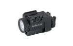 FENIX GL22 black pistol light, angled front-left view with round lens, controls and mount