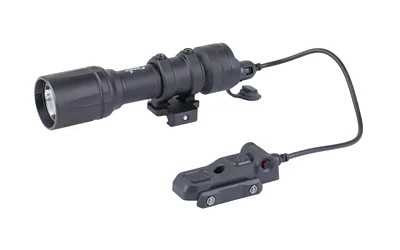 primary-10321 FENIX 800 LUMEN RECHARGE RIFLE LIGHT black, side view with mount, cable and remote switch