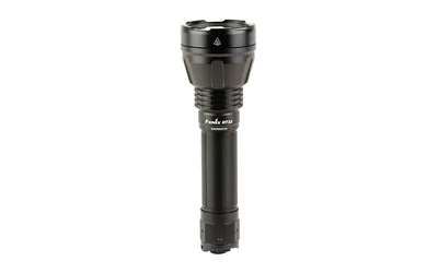 primary-10322 FENIX HT32 black flashlight, front angled view with wide bezel and textured cylindrical body