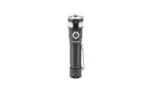 FENIX LD35R black flashlight, upright front view with ribbed grip, side button and clip