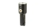 FENIX LR36R black flashlight, upright front view with side controls and textured body