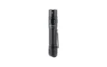 FENIX PD36R PRO black flashlight, side view with textured body and pocket clip