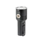 FENIX LR35RPRO black flashlight, angled front view with broad lens and side button