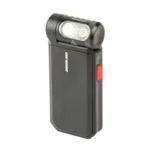 FENIX SW05R black rectangular light, angled front view with pivoting lamp head and red button