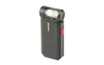 FENIX SW05R black rectangular light, angled front view with pivoting lamp head and red button