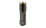 FENIX TK35R black flashlight, angled front view with round bezel and rectangular body