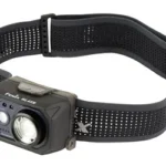 FENIX HL45R black headlamp, angled front view with dual lights and wide black headband