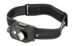 FENIX HL45R black headlamp, angled front view with dual lights and wide black headband