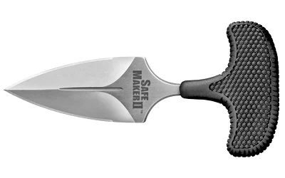 primary-10424 Cold Steel Safe Maker II push dagger, side view with silver blade and textured black T-handle