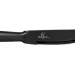 Cold Steel Bushman black fixed-blade knife, left-side view with curved tip and integrated handle