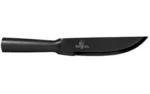 Cold Steel Bushman black fixed-blade knife, left-side view with curved tip and integrated handle