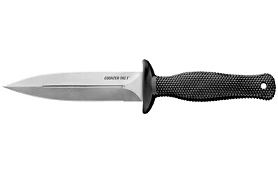 primary-10440 COLD STEEL COUNTER TAC I silver fixed blade side view with black textured handle and guard