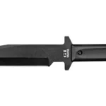 Cold Steel GI Tanto black fixed-blade knife, side view with angular tip and black handle scales