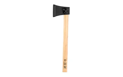 primary-10446 Cold Steel Axe Gang Hatchet, side view with black axe head and light wood handle