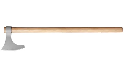 primary-10449 COLD STL VIKING HAND AXE side view with silver axe head and long natural wood handle