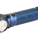 OLIGHT Perun 3 HL midnight blue angled side view with right-angle LED head and textured grip