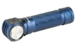 OLIGHT Perun 3 HL midnight blue angled side view with right-angle LED head and textured grip