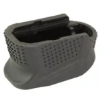 STRIKE ENHNCD MAG PLATE +2 FOR G42 gray magazine plate, angled top view with textured sides