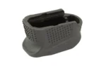 STRIKE ENHNCD MAG PLATE +2 FOR G42 gray magazine plate, angled top view with textured sides