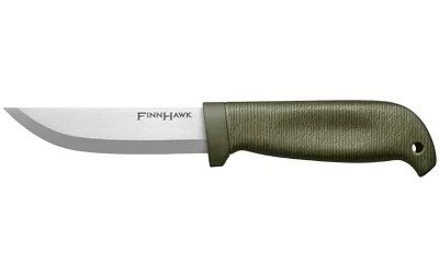 primary-10521 Cold Steel Finn Hawk with plain silver blade and green handle, right-side view