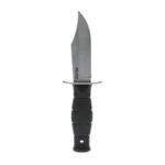 Cold Steel Mini Leatherneck Clip with silver blade, guard and black handle, upright side view